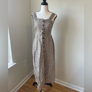 Neutral tone leopard dress with buttoned front detail
